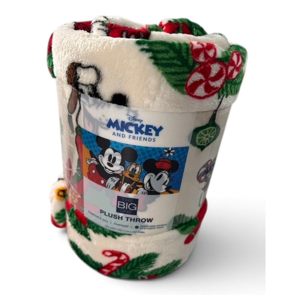 Disney Mickey and Friends Christmas Plush Throw Blanket 60 x 72 Inches New